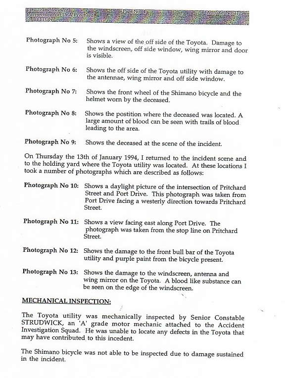 4th page Coronial Report
